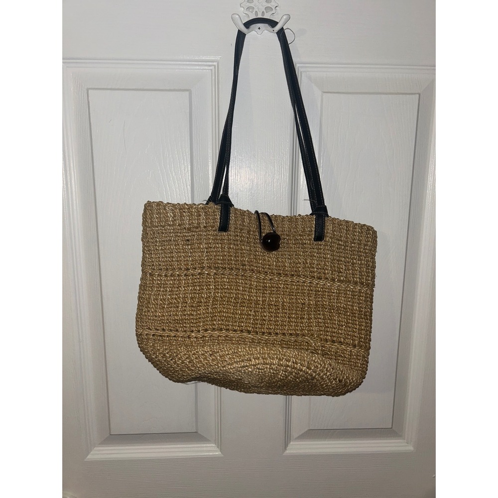Cherokee Straw Tote Bag Tan Woven Raffia Shoulder Bag Beach Summer Purse